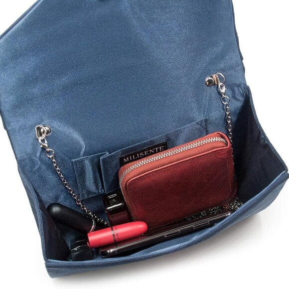 Evening Bag for Women, Suede Envelope Evening Purses Crossbody Shoulder Clutch B - Picture 5 of 8